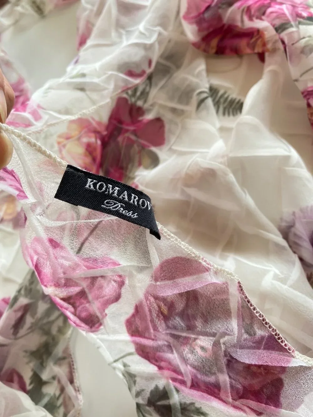 Komarov Shawl Diamond Texture Floral Oblong Sheer Scarf 22